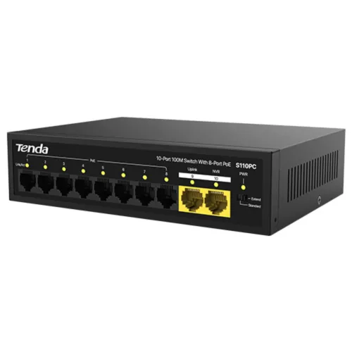 TENDA S110PC 10-PORT 100M SWITCH WITH 8-PORT POE